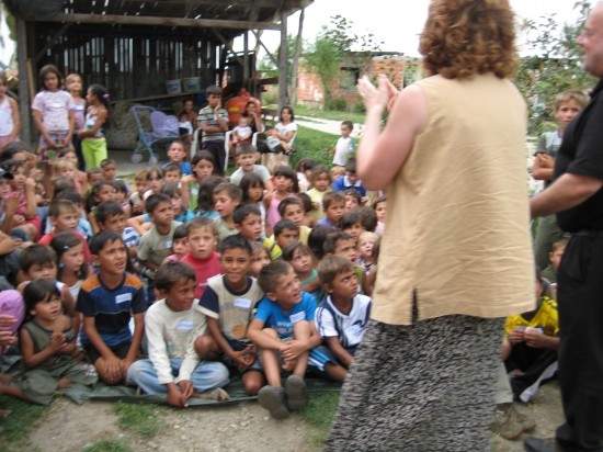 Bob and Nancy in village teaching